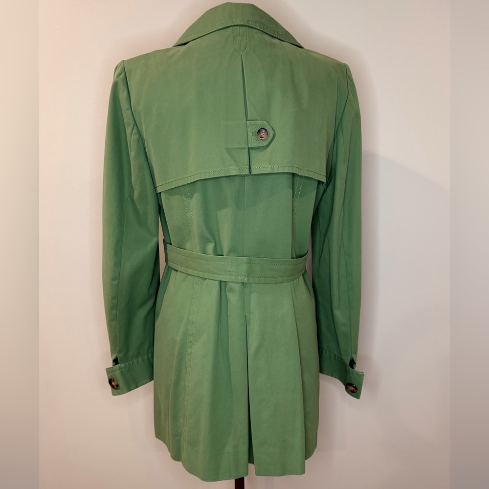Ann Taylor Green Trench Coat with Waist Tie - Picture 2 of 4